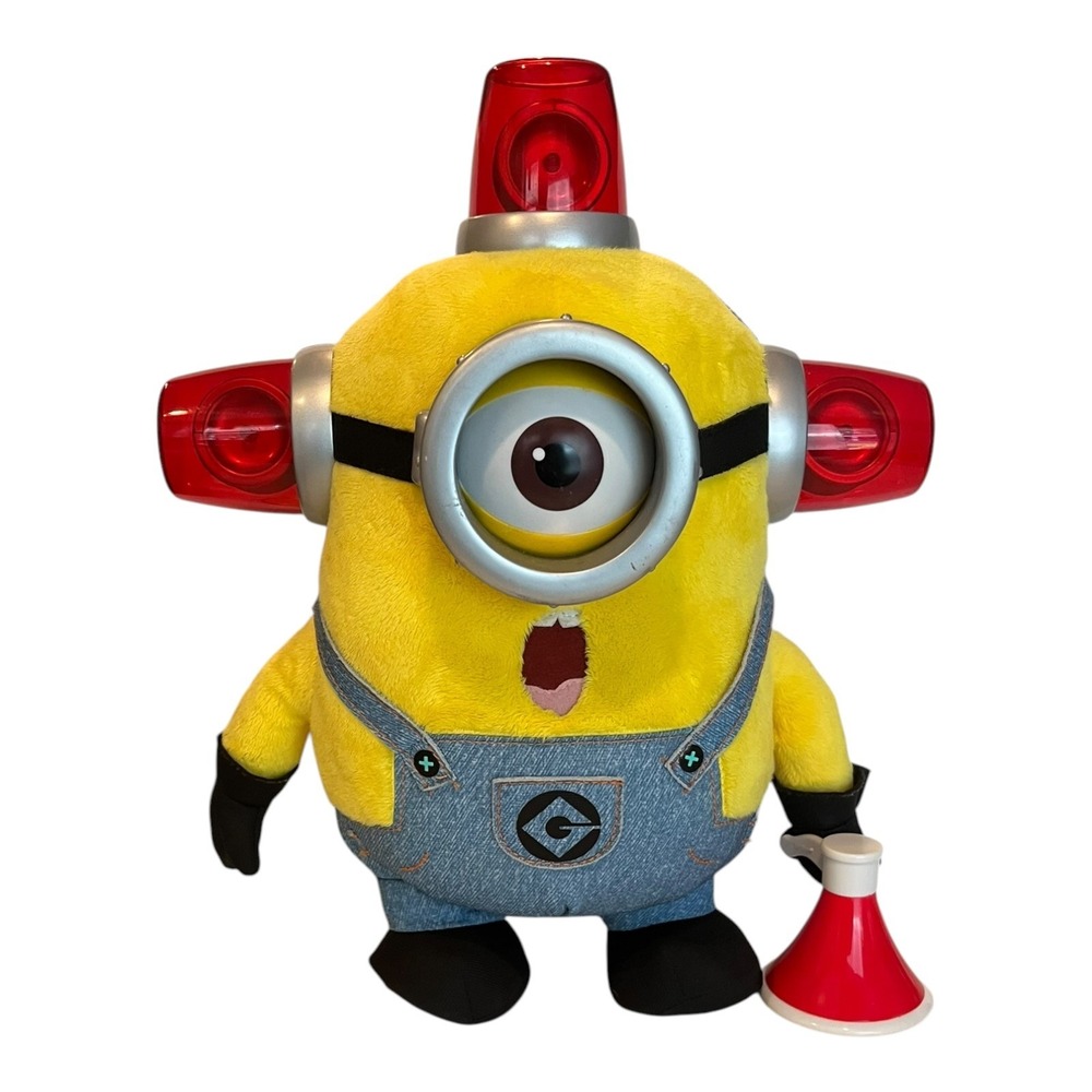Despicable Me Minion Firefighter Plush Toy 12" Lights & Sounds Talking Stuffed